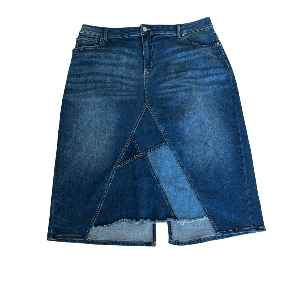 Est. 1946 Denim Midi Skirt Denim Patchwork Insert Women’s Size 16W